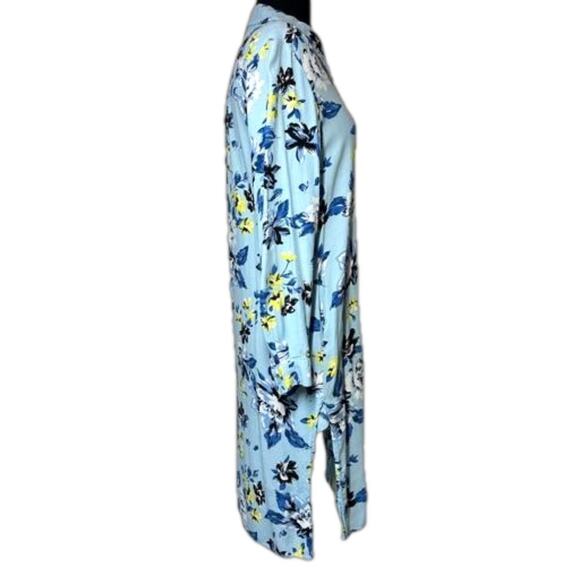 DVF Diane Von Furstenberg Vintage Floral Shirt Dress Blue Floral Size 6 - Picture 4 of 16